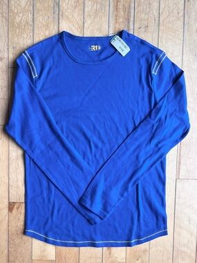 Simons FREE With Purchase Blue 100% Cotton Soft Stretch Long Sleeve Top Size XL